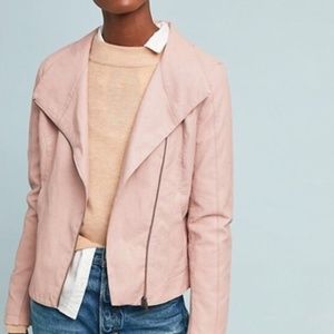 Anthropologie Blush Faux Leather Jacket